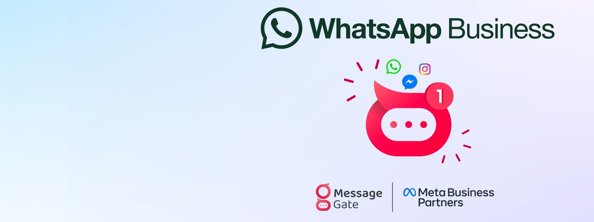 whatsapp business message gate and meta business partners logo