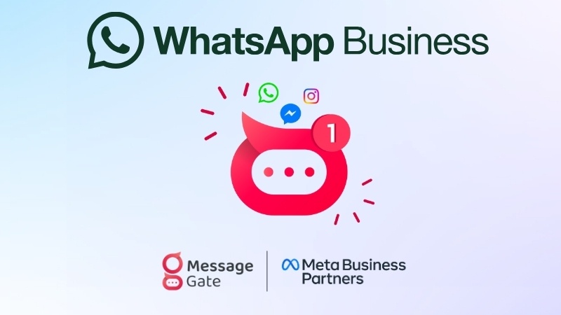 whatsapp business message gate and meta business partners logo